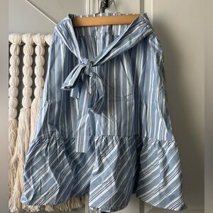 J by J crew blue and white striped flare skirt size 0 NWOT